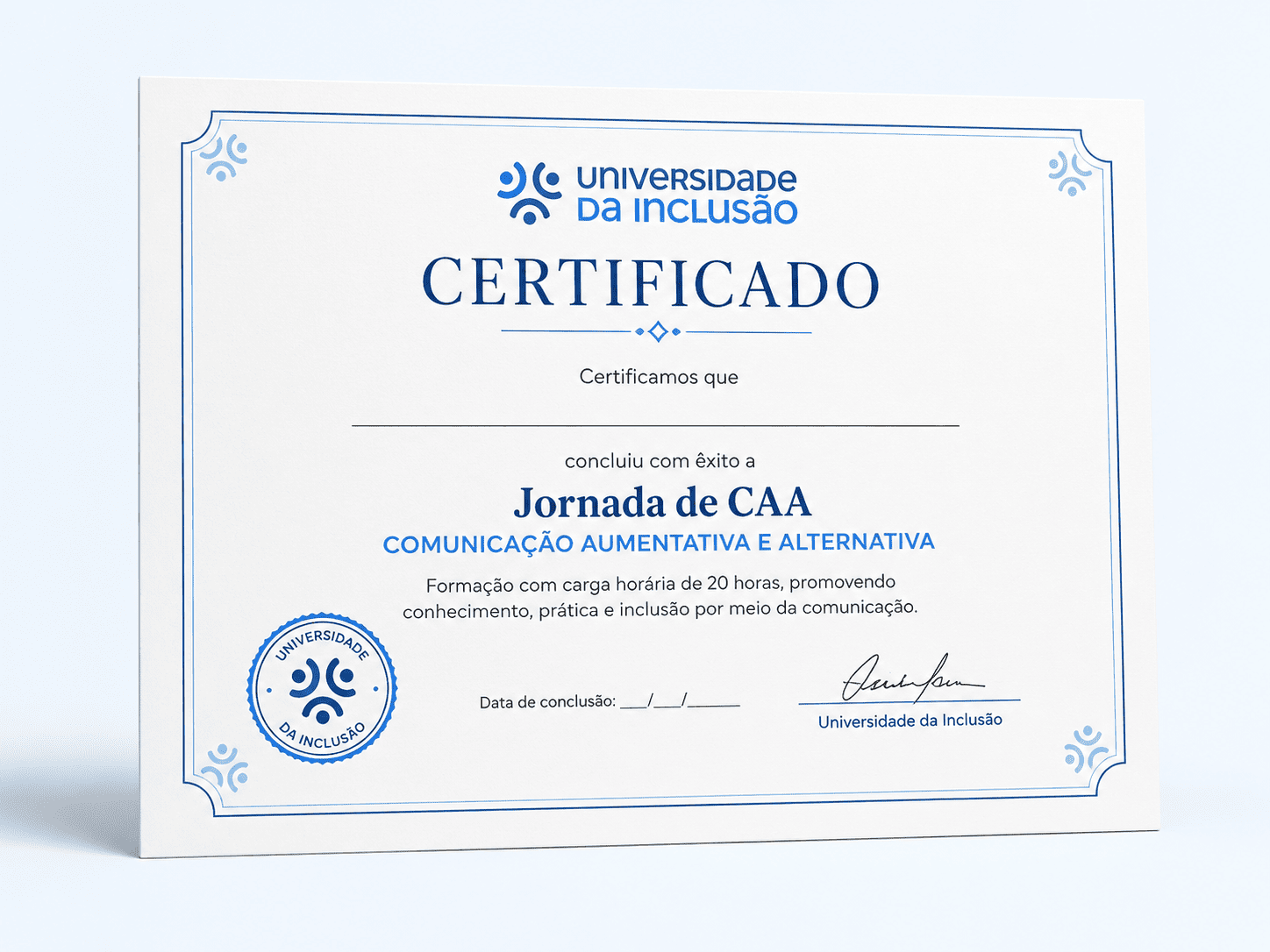Certificado de participação da Jornada CAA